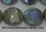 CLB680 15.5 inches 18mm faceted coin AB-color labradorite beads