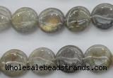 CLB73 15.5 inches 14mm flat round labradorite beads wholesale