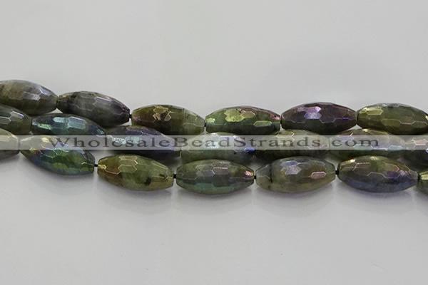 CLB788 15.5 inches 10*20mm faceted rice AB-color labradorite beads