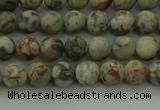 CLD201 15.5 inches 6mm round matte Chinese leopard skin jasper beads