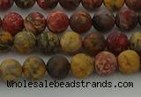 CLD211 15.5 inches 6mm round matte leopard skin jasper beads