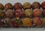 CLD212 15.5 inches 8mm round matte leopard skin jasper beads