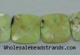 CLE61 15.5 inches 20*20mm faceted square lemon turquoise beads