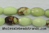 CLE70 15.5 inches 10*15mm faceted rice lemon turquoise beads