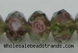 CLG22 13.5 inches 9*12mm faceted rondelle handmade lampwork beads