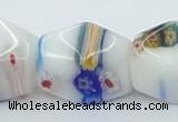 CLG536 16 inches 12*15mm faceted cuboid lampwork glass beads