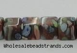 CLG550 16 inches 8*8mm cube goldstone & lampwork glass beads