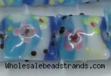 CLG808 15.5 inches 20*20mm square lampwork glass beads wholesale