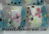 CLG809 15.5 inches 20*20mm square lampwork glass beads wholesale