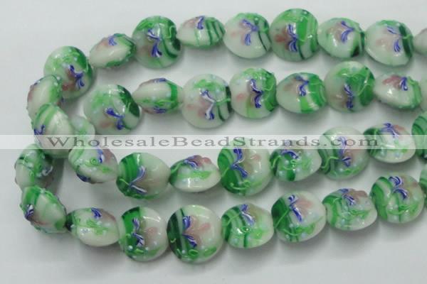 CLG821 15.5 inches 20mm flat round lampwork glass beads wholesale