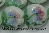 CLG823 15.5 inches 20mm flat round lampwork glass beads wholesale