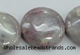 CLI58 15.5 inches 30mm flat round natural lilac jasper beads wholesale