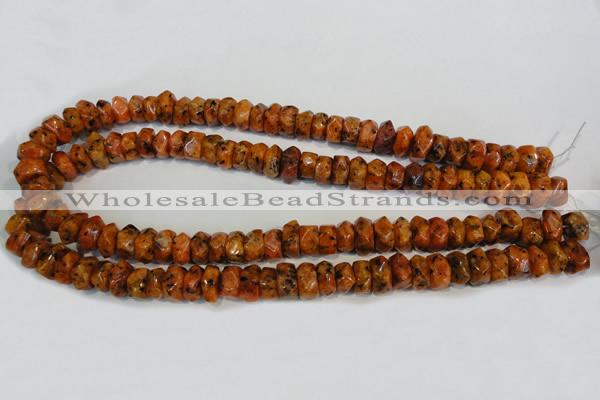 CLJ246 15.5 inches 6*11mm faceted nuggets dyed sesame jasper beads