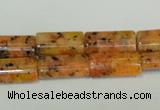 CLJ301 15.5 inches 8*16mm flat tube dyed sesame jasper beads wholesale