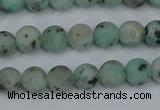 CLJ410 15.5 inches 4mm round matte sesame jasper beads wholesale