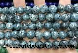 CLJ572 15 inches 10mm faceted round sesame jasper beads