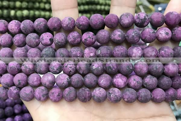 CLJ588 15 inches 8mm round matte sesame jasper beads