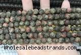 CLJ596 15 inches 8mm round matte sesame jasper beads