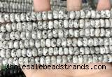 CLJ620 15 inches 5*8mm faceted round sesame jasper beads