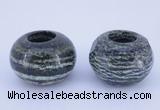 CLO25 19*30mm rondelle loose green silver line jasper beads wholesale