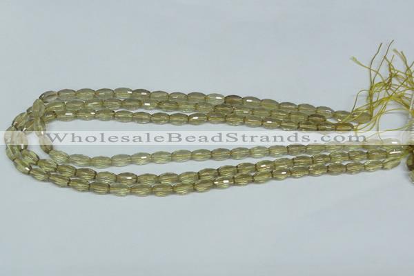 CLQ10 15.5 inches 6*10mm faceted rice natural lemon quartz beads