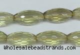 CLQ12 15.5 inches 10*20mm faceted rice natural lemon quartz beads