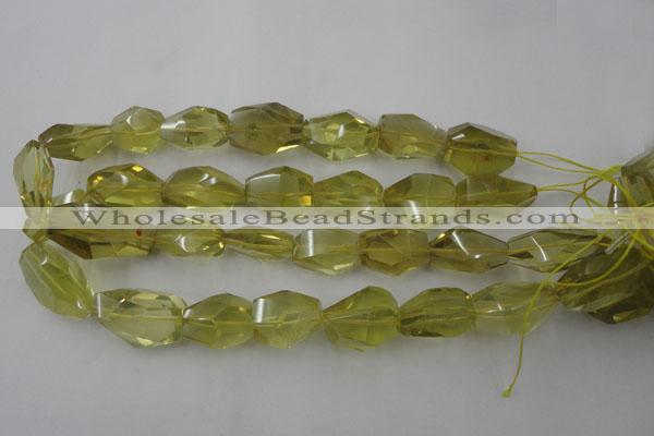 CLQ175 14*20mm – 16*28mm faceted nuggets natural lemon quartz beads