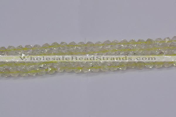 CLQ312 15.5 inches 8mm faceted nuggets lemon quartz beads