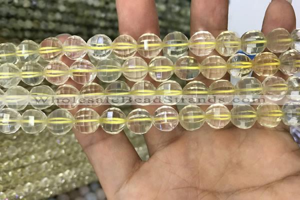 CLQ322 15.5 inches 8mm faceted round natural lemon quartz beads