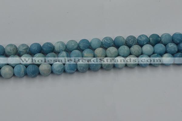 CLR613 15.5 inches 10mm round matte imitation larimar beads