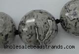 CLS09 15.5 inches 30mm faceted round large grey picture jasper beads