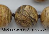 CLS10 15.5 inches 30mm faceted round large picture jasper beads