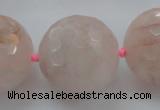 CLS16 15.5 inches 30mm faceted round large pink quartz beads