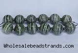 CLS254 7.5 inches 30mm round large green silver line jasper beads