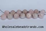 CLS300 7.5 inches 25mm faceted round large pink quartz beads