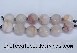 CLS350 7.5 inches 30mm faceted round large pink quartz beads