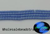 CLU120 15.5 inches 4*6mm rondelle blue luminous stone beads