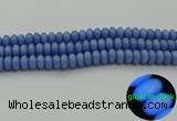 CLU122 15.5 inches 6*10mm rondelle blue luminous stone beads