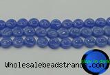 CLU173 15.5 inches 14mm flat round blue luminous stone beads