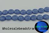 CLU175 15.5 inches 18mm flat round blue luminous stone beads