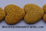 CLV18 15 inches 8*27mm heart yellow natural lava beads strand wholesale