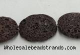 CLV210 15.5 inches 40*50mm oval coffee natural lava beads wholesale