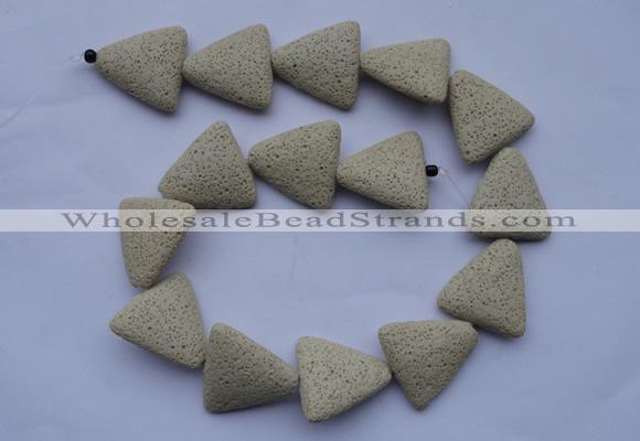 CLV23 15 inches 22*26mm triangle milk white natural lava beads wholesale