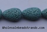 CLV24 15.5 inches 13*19mm teardrop blue natural lava beads wholesale