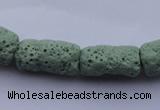 CLV27 15.5 inches 10*18mm column shape green natural lava beads wholesale