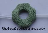 CLV30 15.5 inches 32*32mm octagon green natural lava beads wholesale