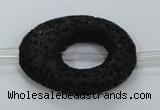 CLV43 15.5 inches 25*33mm oval black natural lava beads wholesale