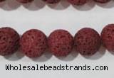 CLV470 15.5 inches 12mm round dyed red lava beads wholesale