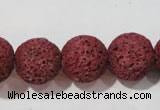 CLV473 15.5 inches 18mm round dyed red lava beads wholesale