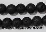 CLV486 15.5 inches 12mm round black lava beads wholesale